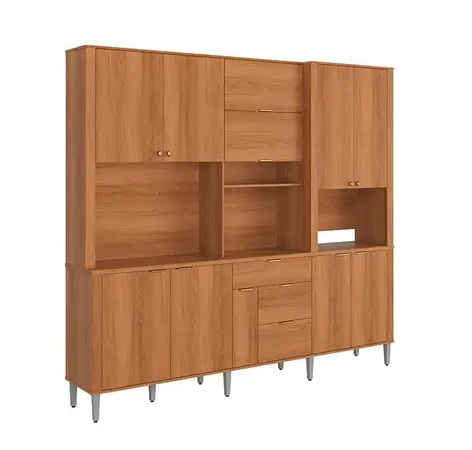 Kit de Cozinha Armário Compacta Astra 2,40m 10 Portas e 4 Gavetas