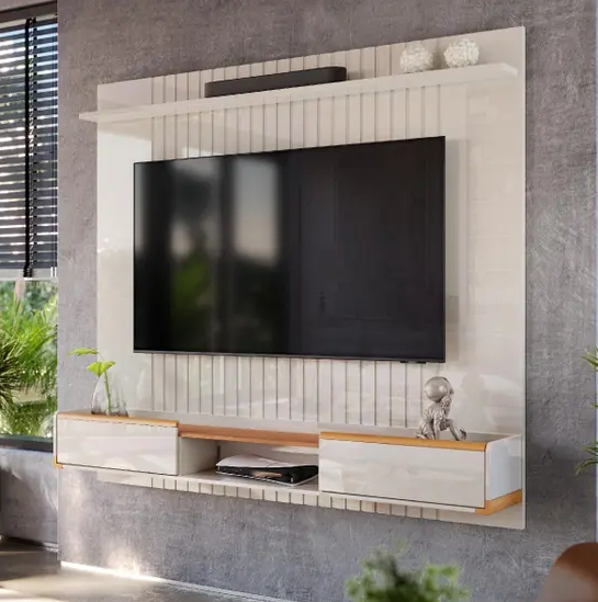 Painel Atlas para TV até 70 polegadas com 2 Gavetas 1 Prateleira