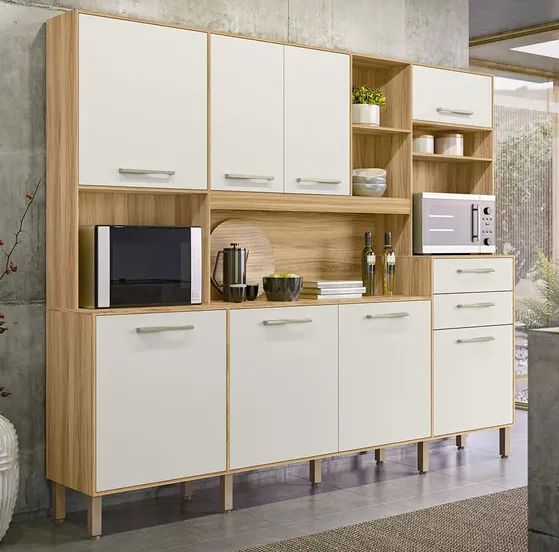 Armário de Cozinha Hortelã com 8 Portas e 2 Gavetas 240 cm