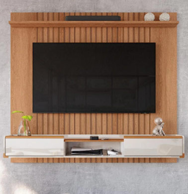 Painel Atlas para TV até 70 polegadas com 2 Gavetas 1 Prateleira