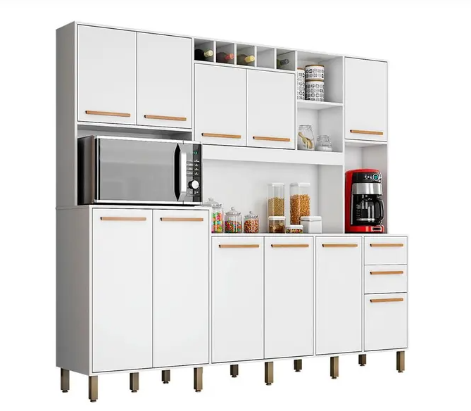 Armário de Cozinha 11 Portas com pés Petra