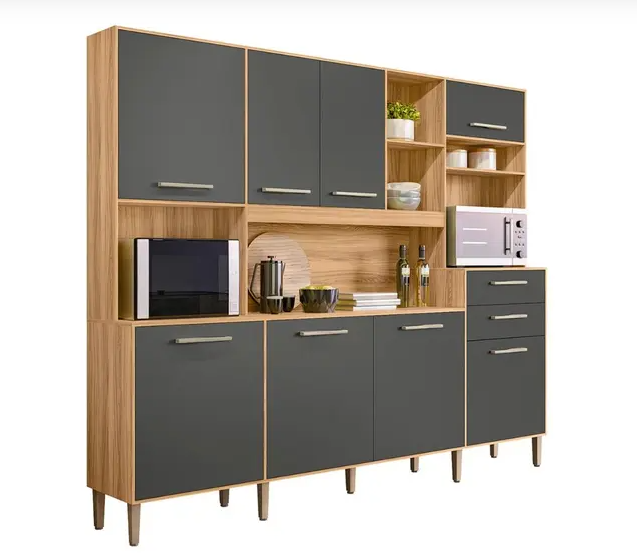 Armário de Cozinha Hortelã com 8 Portas e 2 Gavetas 240 cm