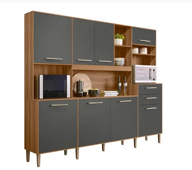 Armário de Cozinha Hortelã com 8 Portas e 2 Gavetas 240 cm