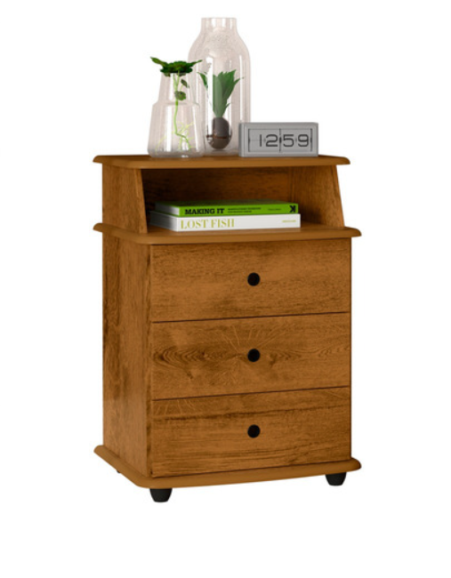 Mesa De Cabeceira Mudo Luxo New I 3 Gavetas