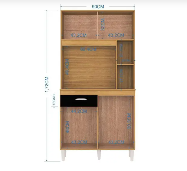 Armário Para Cozinha Kit Duda 90 cm