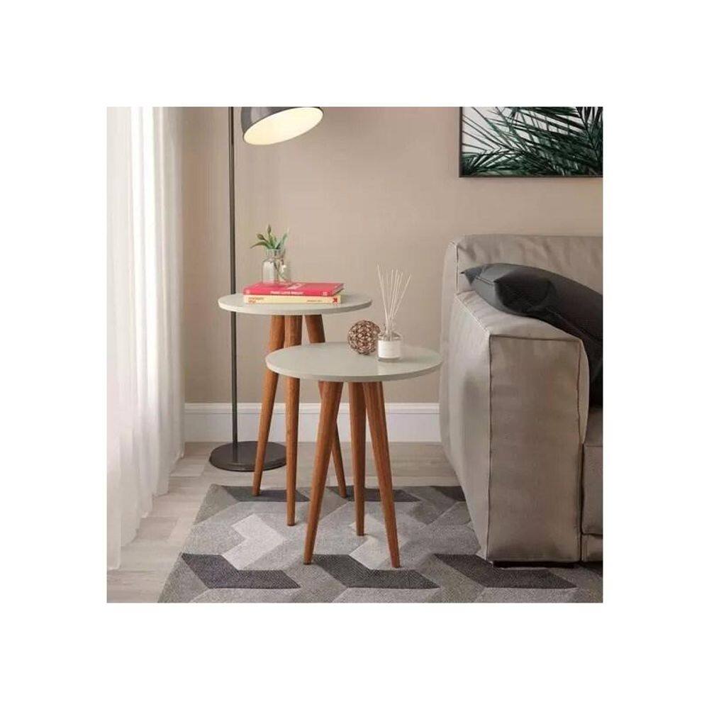 Conjunto de 2 mesas de canto lateral Slim