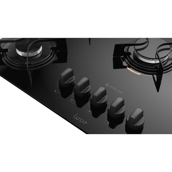 Cooktop 5 bocas preto com mesa de vidro Atlas Utop Bivolt