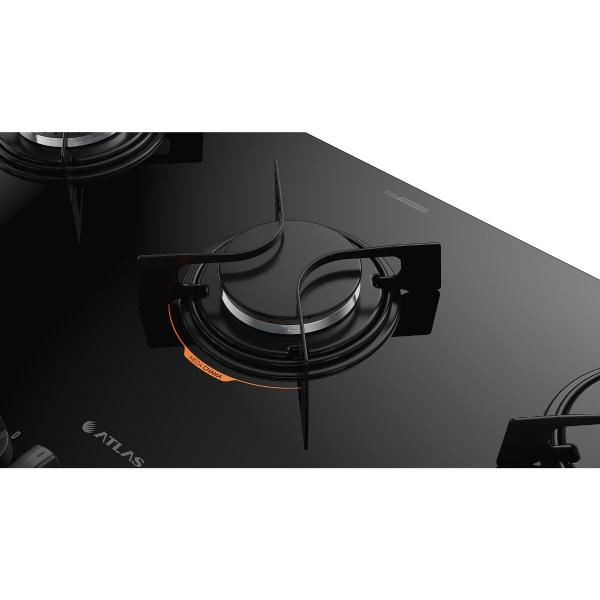 Cooktop 5 bocas preto com mesa de vidro Atlas Utop Bivolt