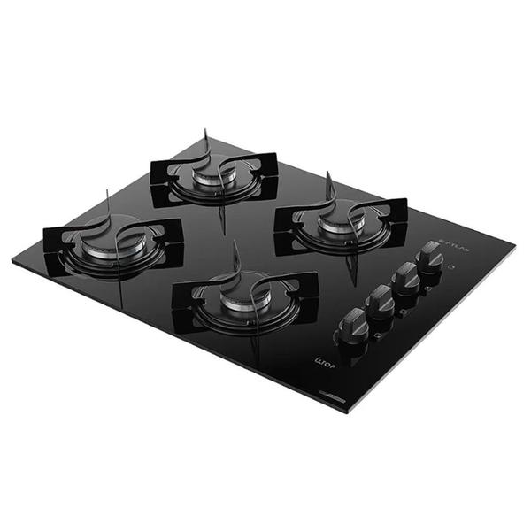 Cooktop 4 bocas preto com mesa de vidro Atlas Utop Bivolt