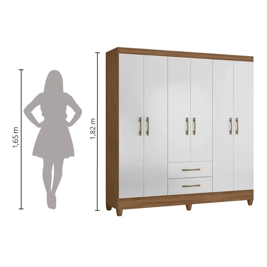 Guarda Roupa Casal 6 portas e 2 gavetas Panamá