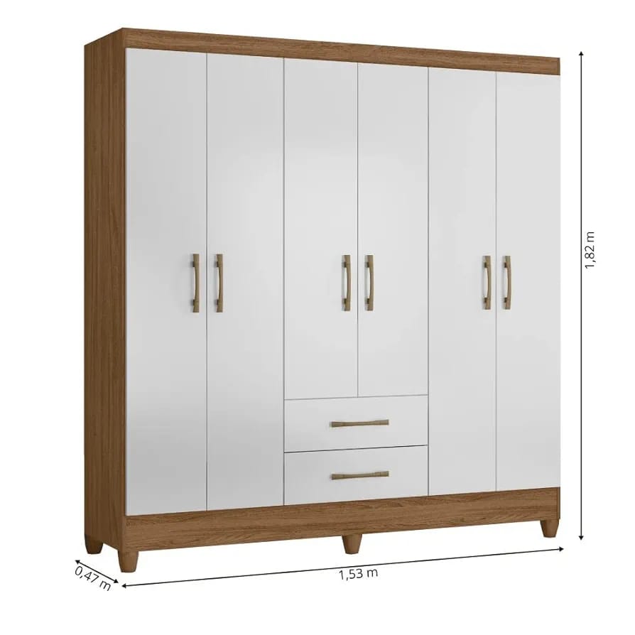 Guarda Roupa Casal 6 portas e 2 gavetas Panamá