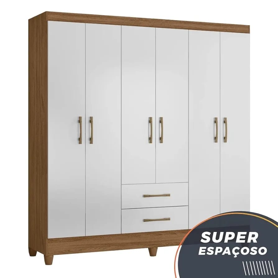 Guarda Roupa Casal 6 portas e 2 gavetas Panamá