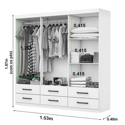 Guarda Roupa Dallas Casal 6 Portas 6 Gavetas