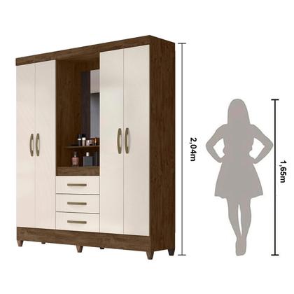 Guarda Roupa Casal Capelinha Capri 4 Portas com Espelho