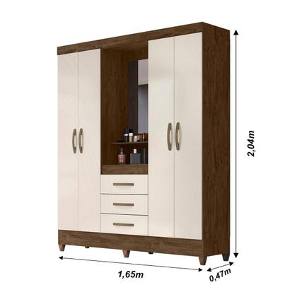 Guarda Roupa Casal Capelinha Capri 4 Portas com Espelho