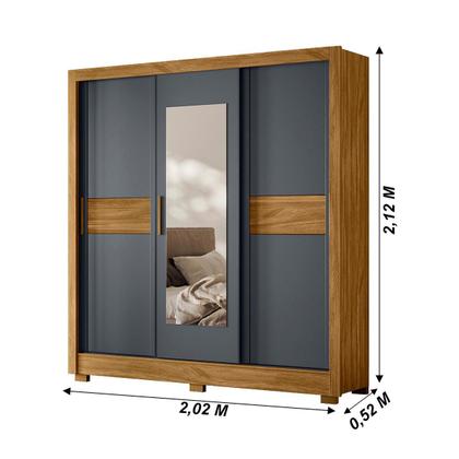 Guarda Roupa Casal Bahamas 3 Portas com Espelho