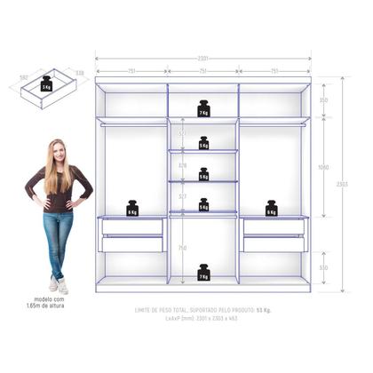 Guarda-roupa Casal 6 Portas 4 Gavetas Evidence Plus