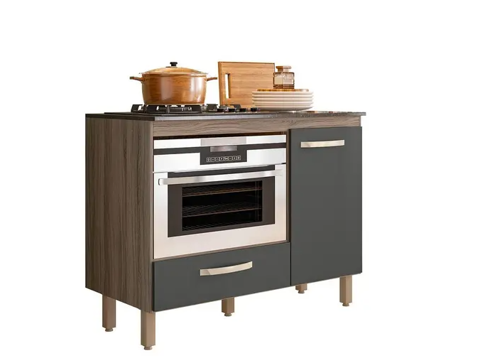 Balcão de Cozinha para Cooktop Fit 1 Porta 1 Gaveta