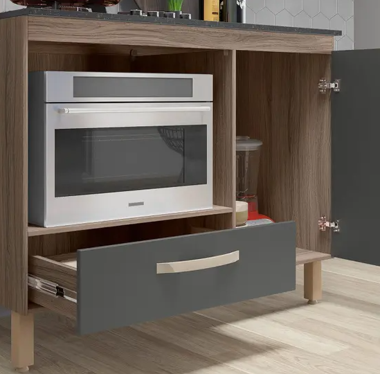 Balcão de Cozinha para Cooktop Fit 1 Porta 1 Gaveta