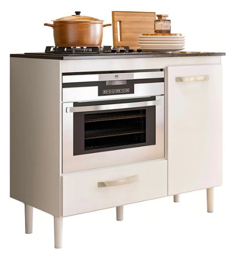 Balcão de Cozinha para Cooktop Fit 1 Porta 1 Gaveta