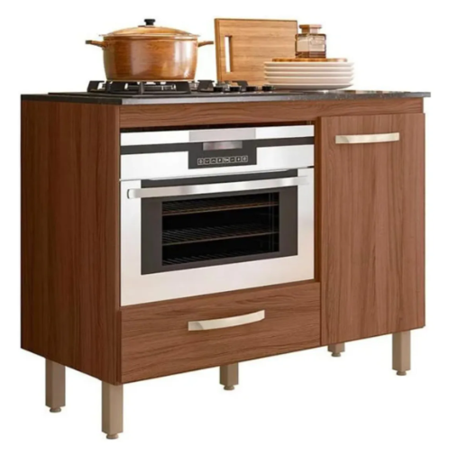 Balcão de Cozinha para Cooktop Fit 1 Porta 1 Gaveta