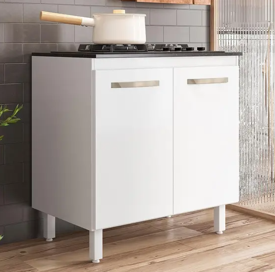 Balcão Cooktop Fit 80 2 Portas com Tampo MDP