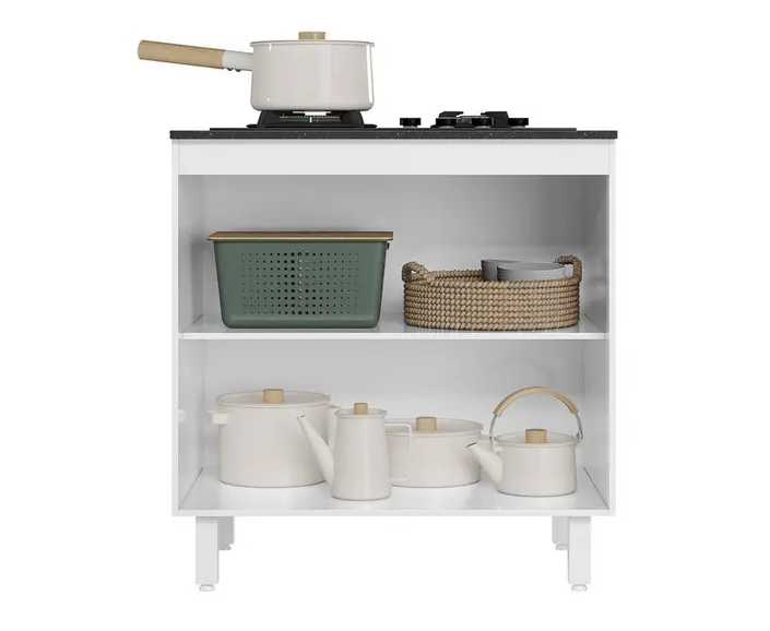 Balcão Cooktop Fit 80 2 Portas com Tampo MDP