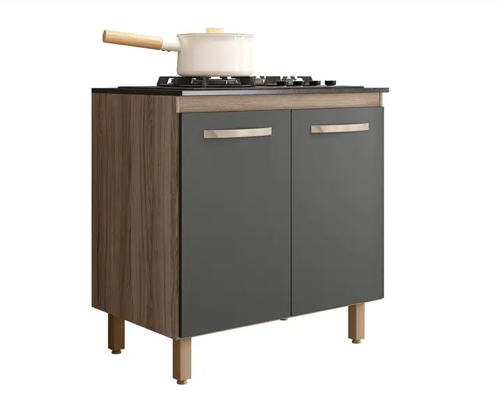 Balcão Cooktop Fit 80 2 Portas com Tampo MDP