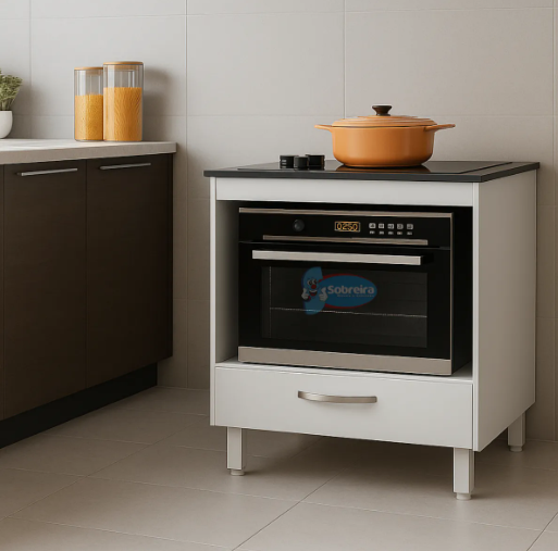 Balcão Para Cooktop 4 E 5 Bocas E Espaço Forno Multiuso 80cm