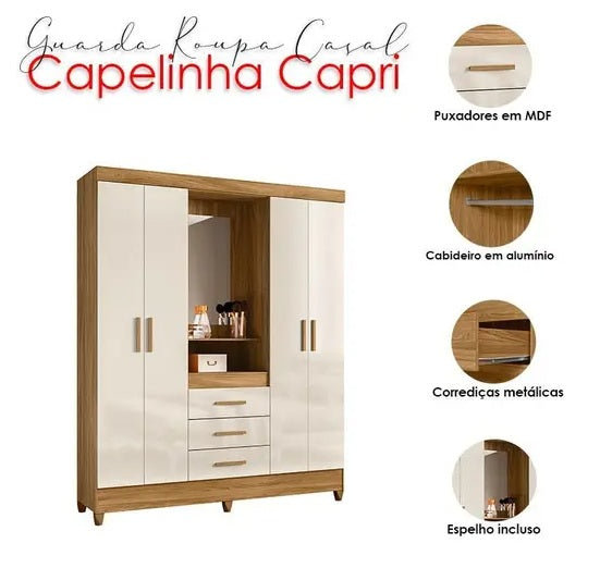 Guarda Roupa Casal Capelinha Ambiente Capri 4 Portas