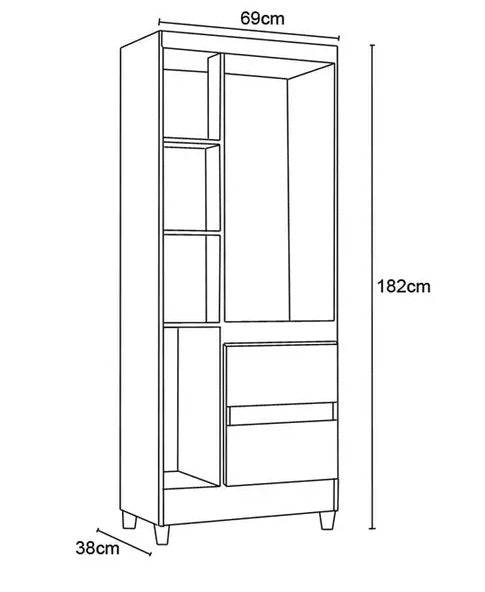 Guarda Roupa Capri 3 Portas 2 Gavetas