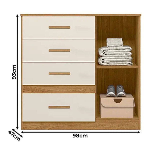 Cômoda Sapateira Vênus 1 Porta e 4 Gavetas