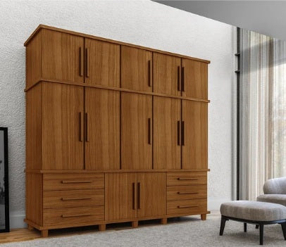 Guarda Roupa Gold Triplex Grande 12 Portas 6 Gavetas com Maleiro